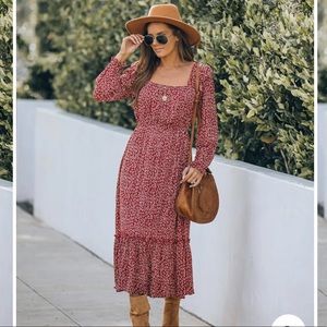 Lean on me floral square neck ruffle dress